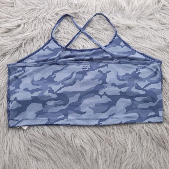 Vineyard Vines Printed Super Soft Blue Camo Wicking Sports Bra Size XL - Picture 2 of 11